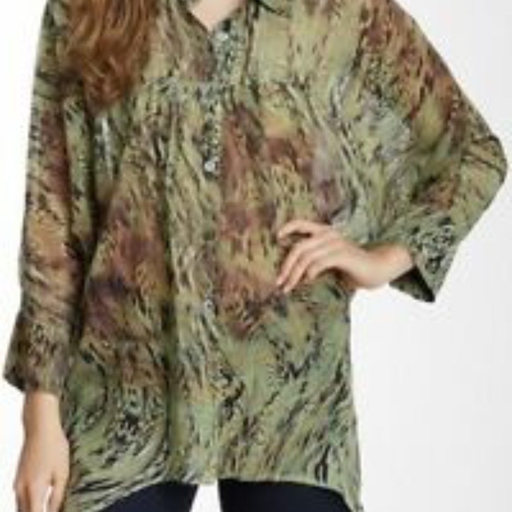 HP💝Da-Nang Jungle Print tunic xs/s in 100%silk NWT - Picture 4 of 5